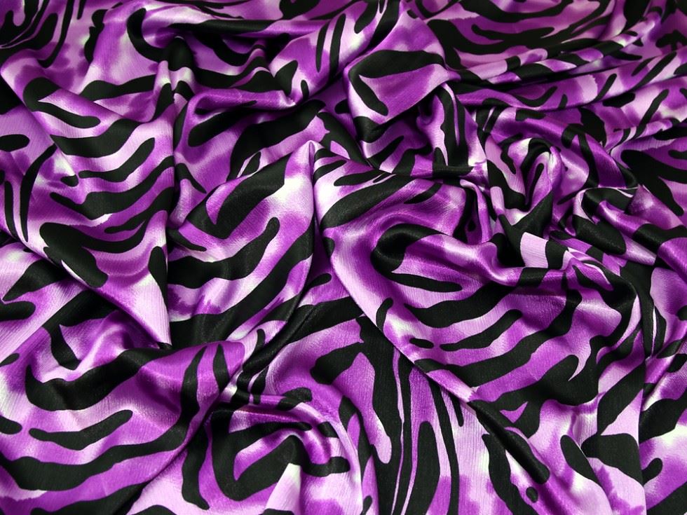 Purple Deadstock Crinkle Satin Fabric
