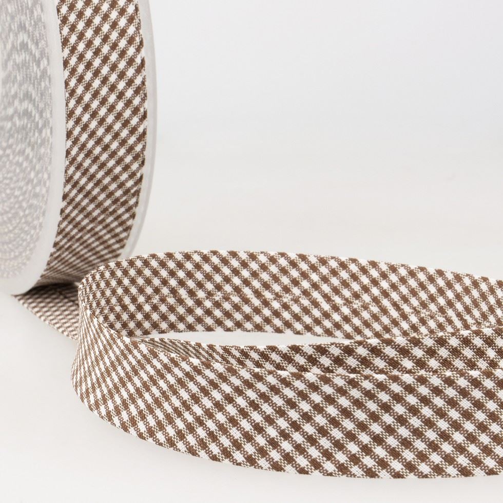 Stephanoise Gingham Bias Binding Tape Chocolate Brown
 