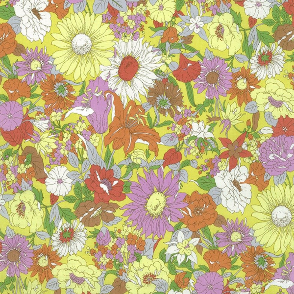 Kokka Yellow Cotton Lawn Fabric