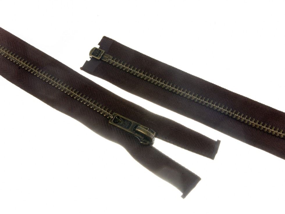 Opti Brown Antique Metal Open End Zips