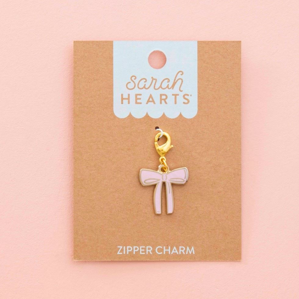 Sarah Hearts Pink Bow Zip Charm