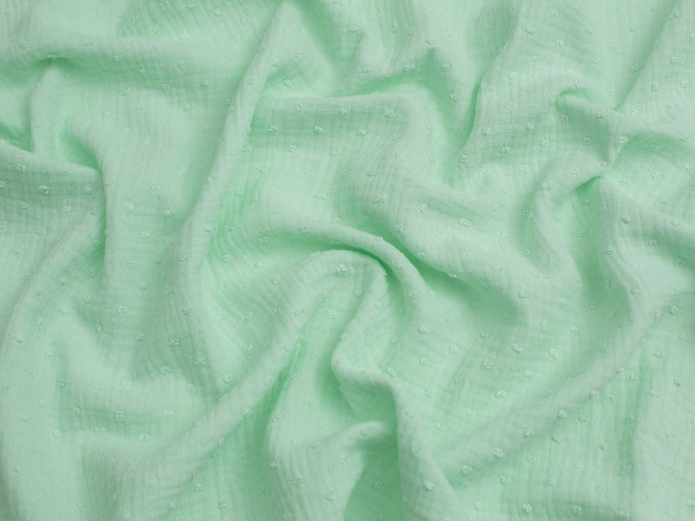 Swiss Dot Cotton Double Gauze Fabric Bright Mint