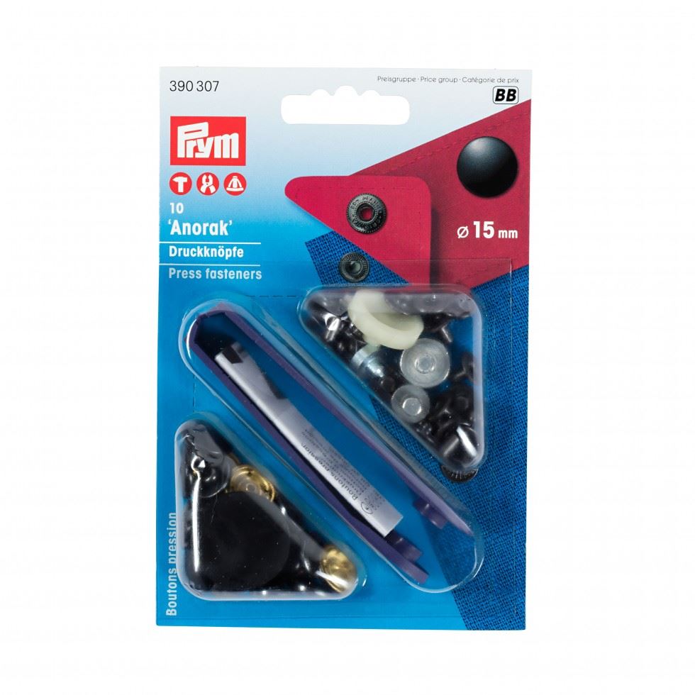 Prym Black Anorak Snaps Press Fasteners
