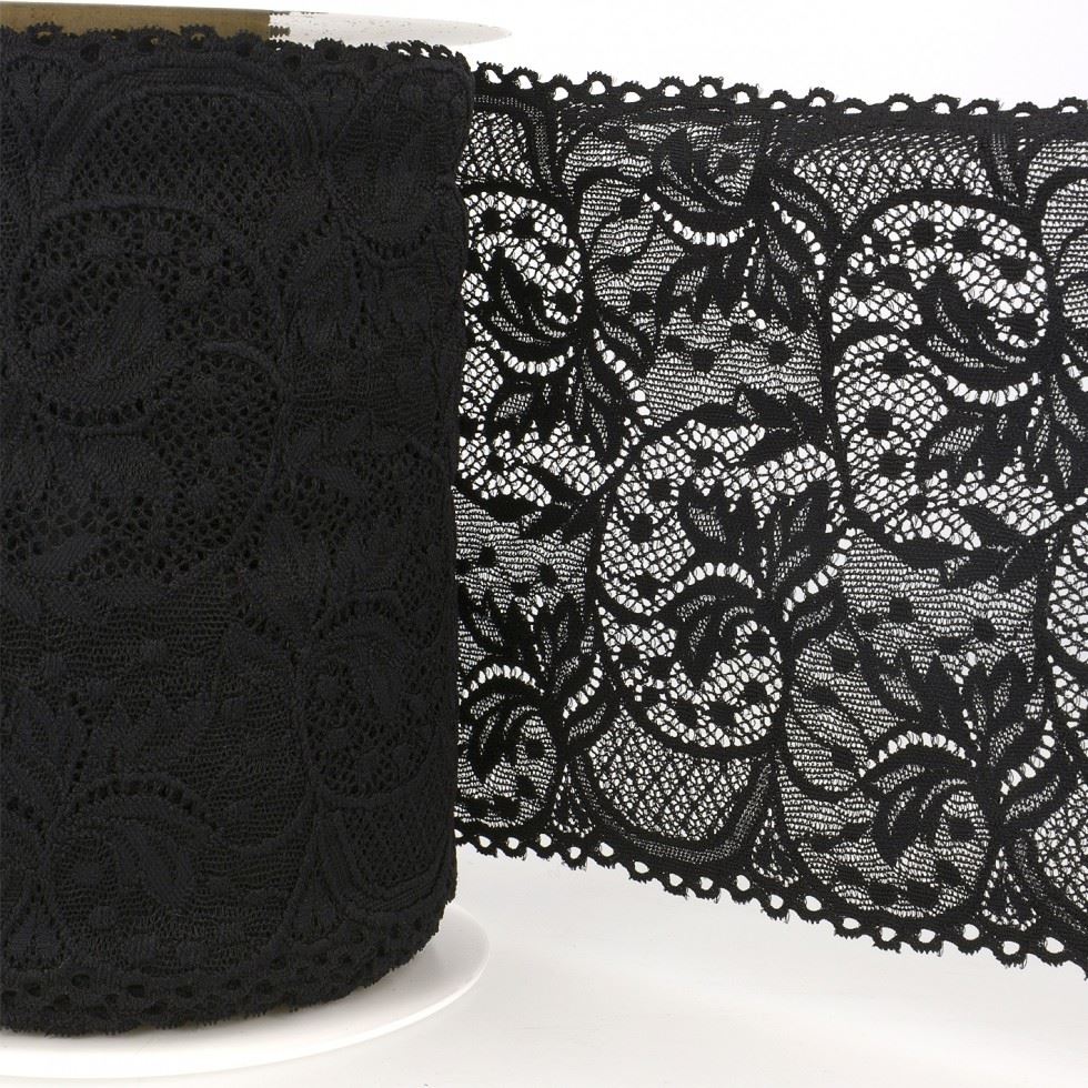 Stephanoise Black Stretch Lace Trim