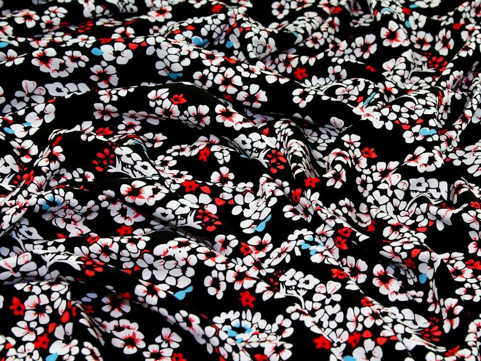 Black Deadstock Viscose Challis Fabric