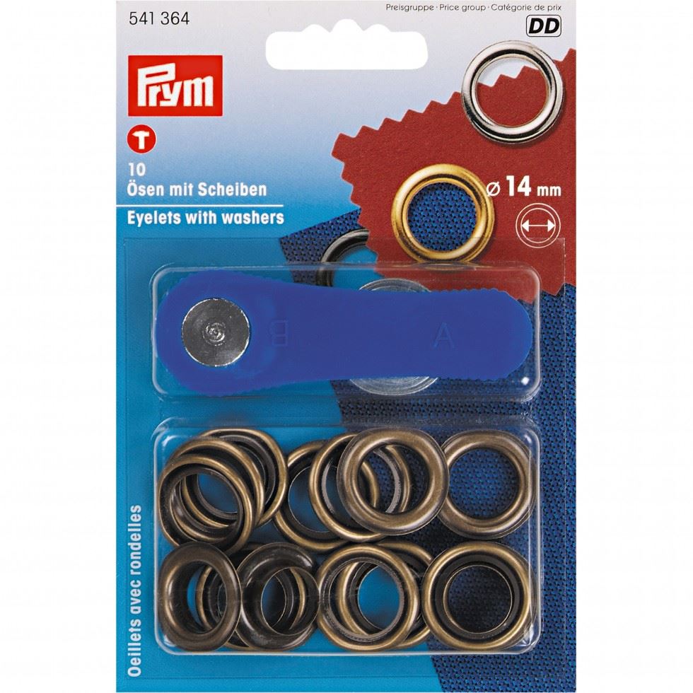 Prym Antique Brass Metal Eyelets With Washers