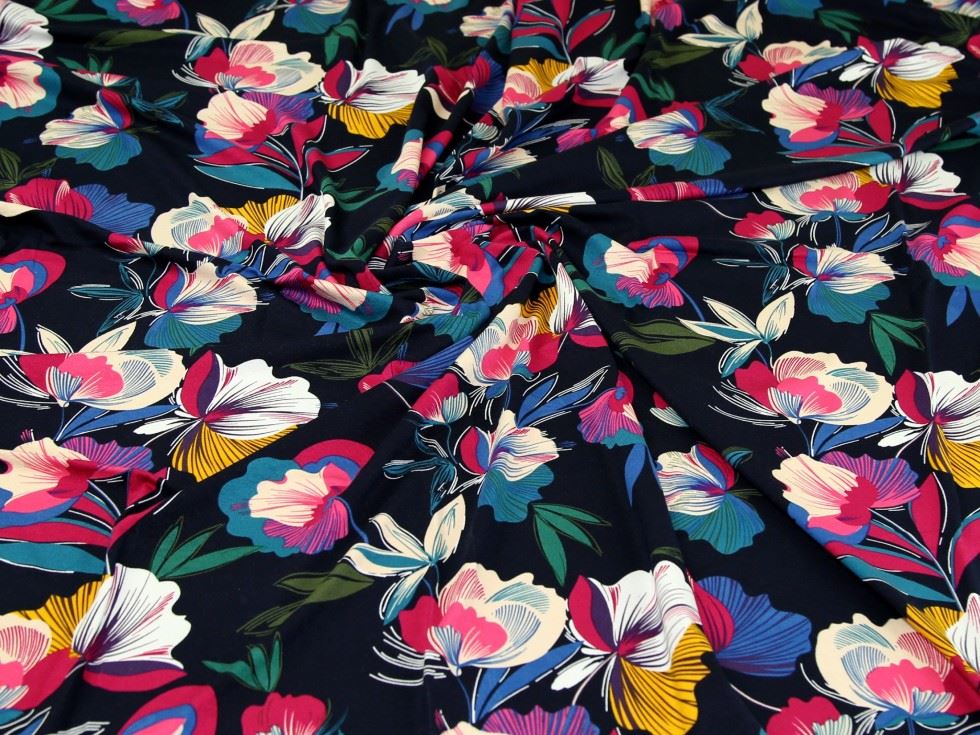 Multicoloured Deadstock Viscose Jersey Stretch Knit Fabric