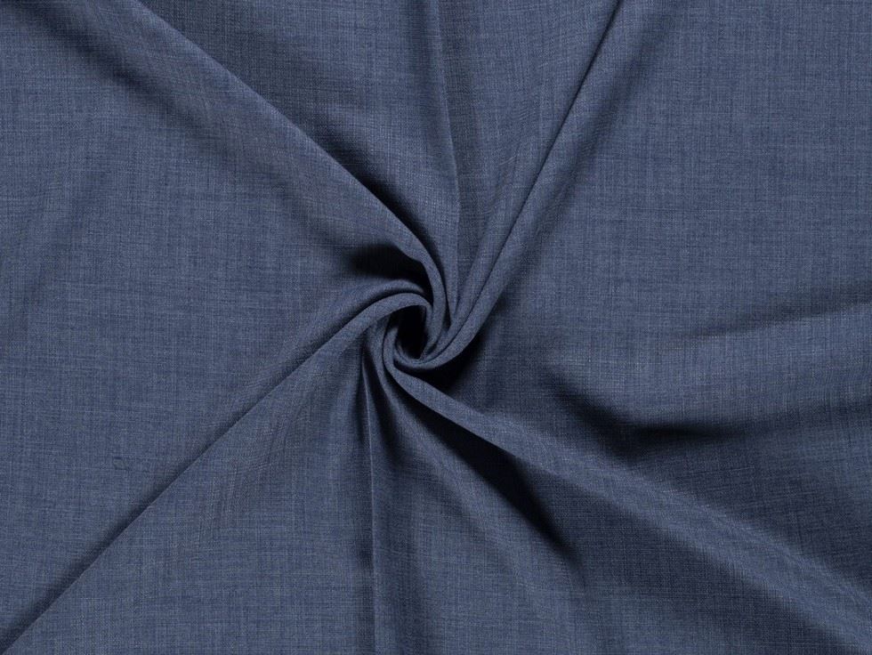 Steel Blue Linen Look Textured Polyester Suiting Fabric