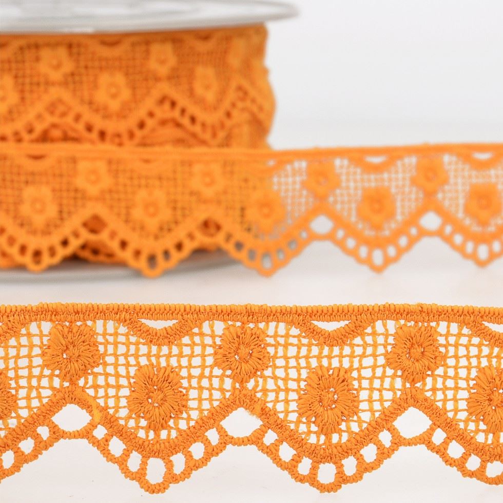 Stephanoise Orange Guipure Lace Trim