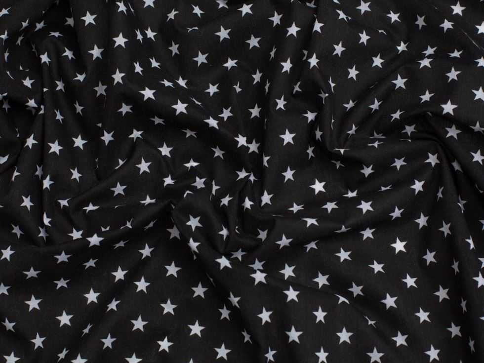 Minerva Core Range Black Printed Polycotton Fabric