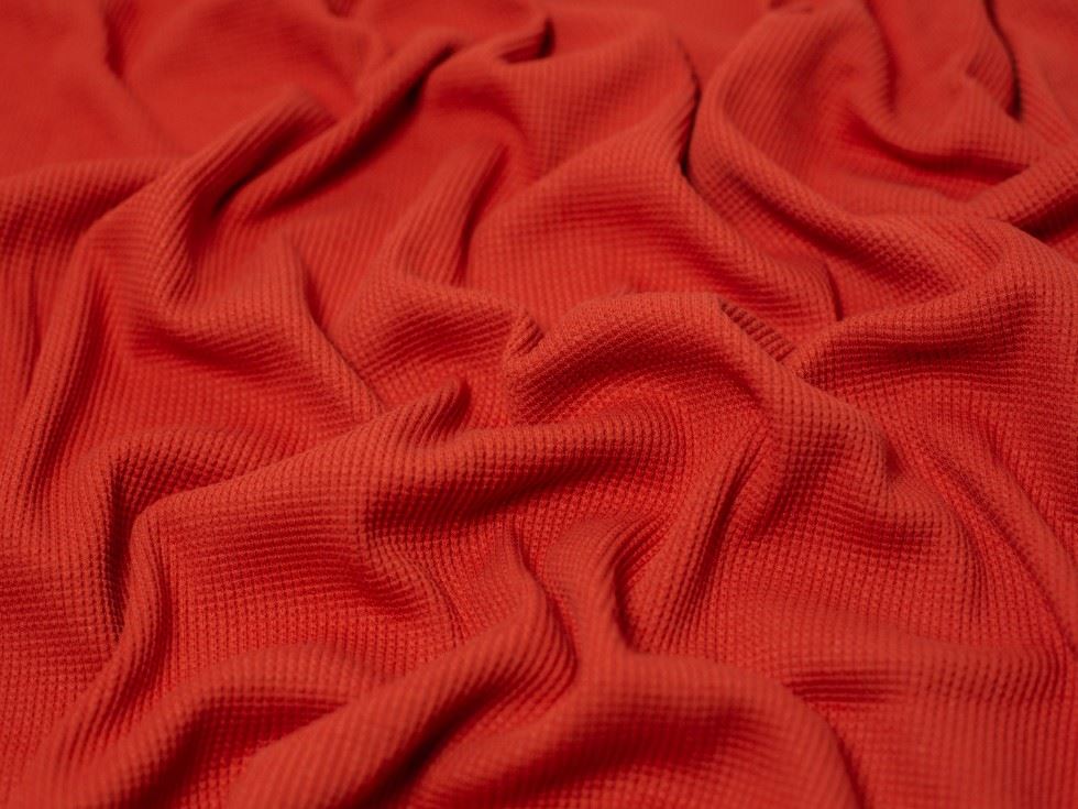 Paprika Cotton Waffle Textured Stretch Knit Fabric