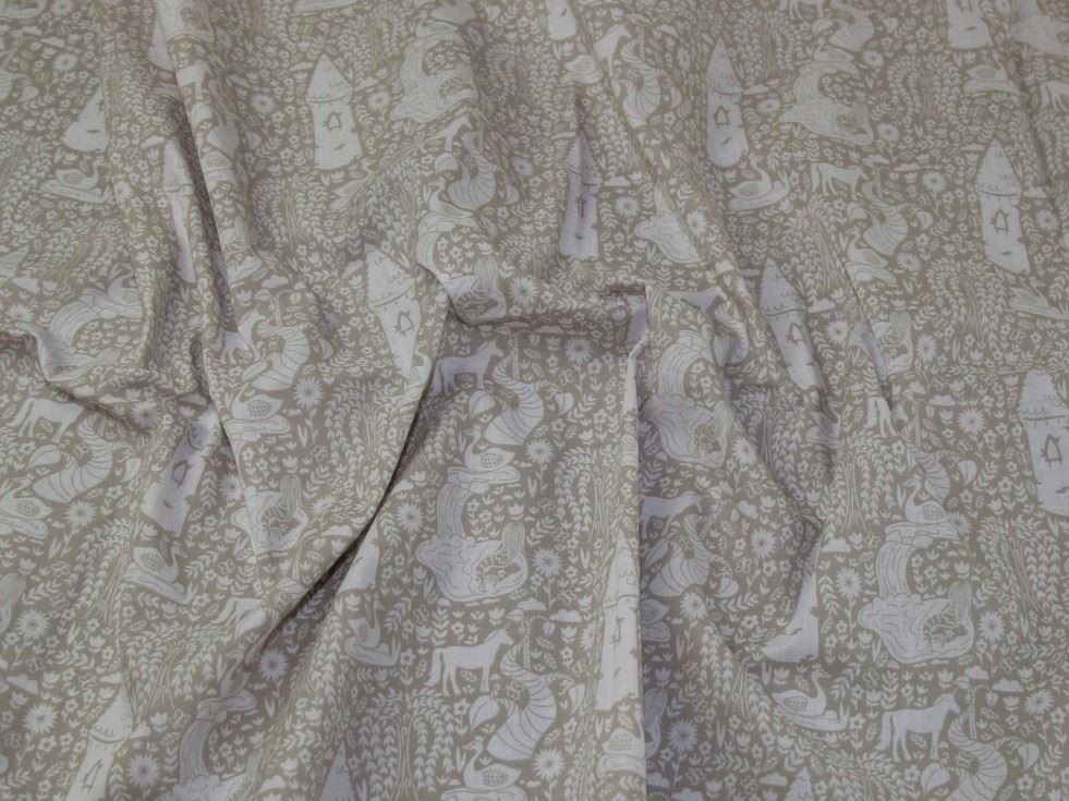 Grey Printed Polycotton Fabric
