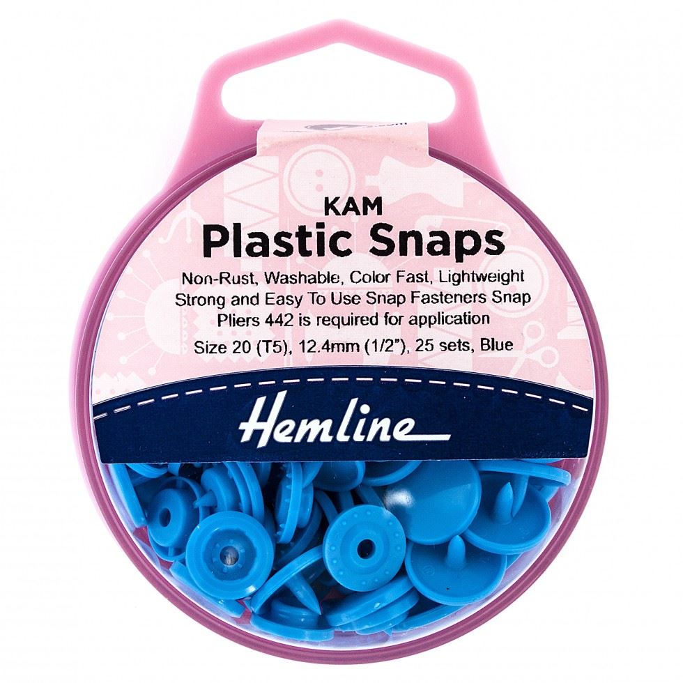 Hemline Blue Kam Plastic Snaps