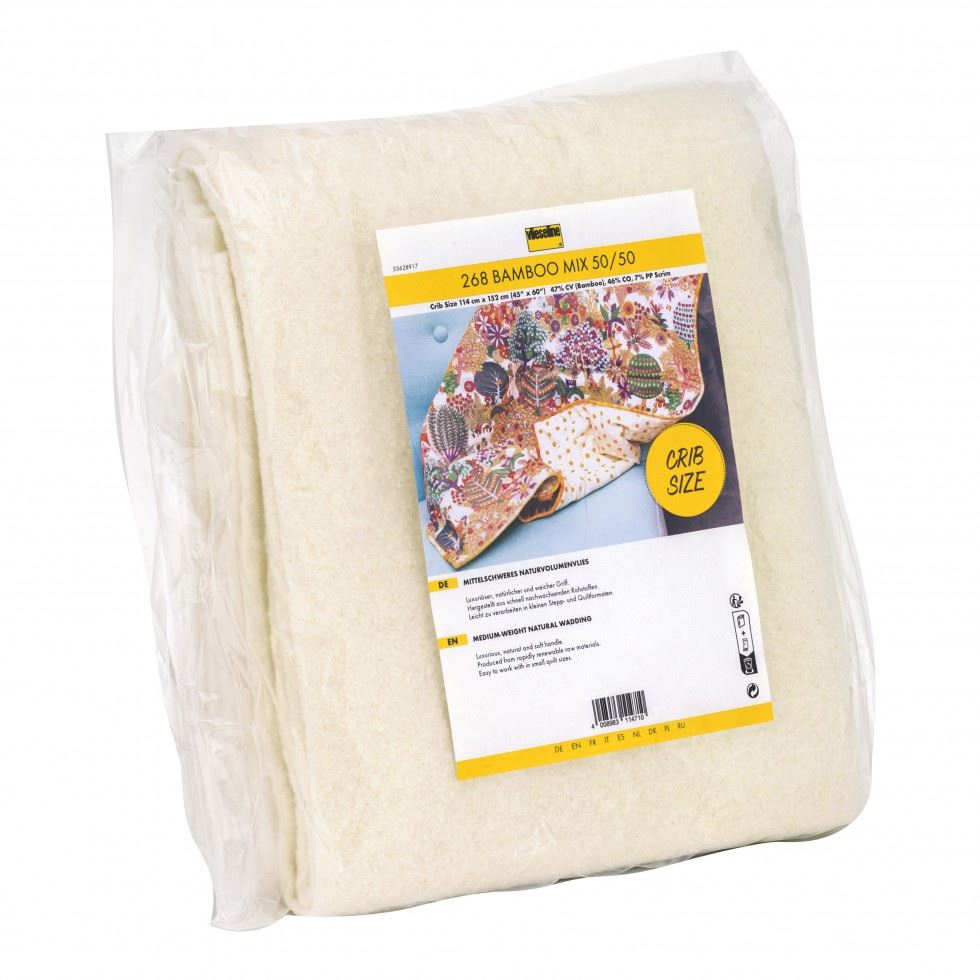 Vilene Vlieseline White 268 Bamboo Cotton Mix Batting Wadding Pre Pack Crib Size