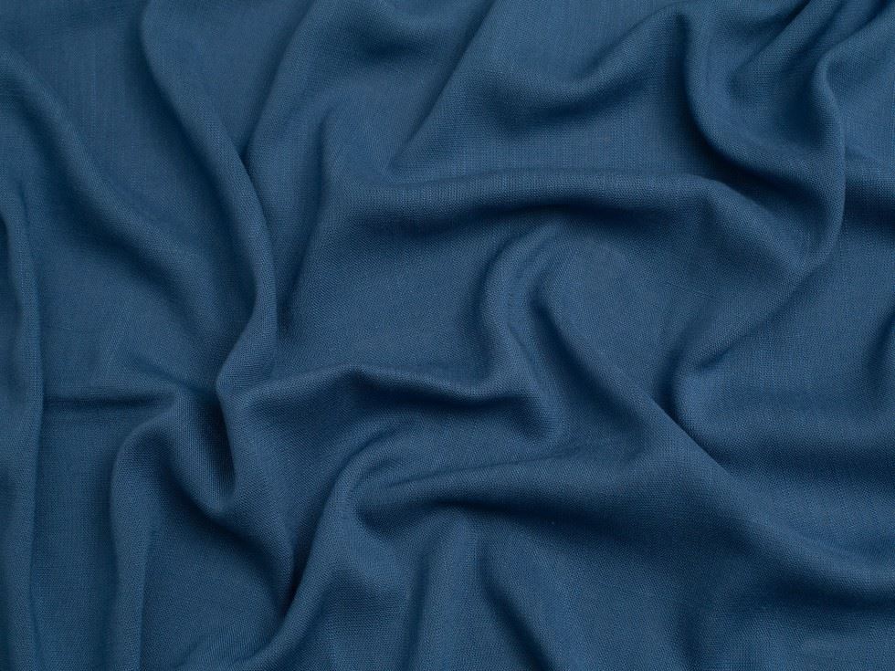 Minerva Core Range Stretch Woven Slub Linen Look Viscose Fabric Denim Blue
 