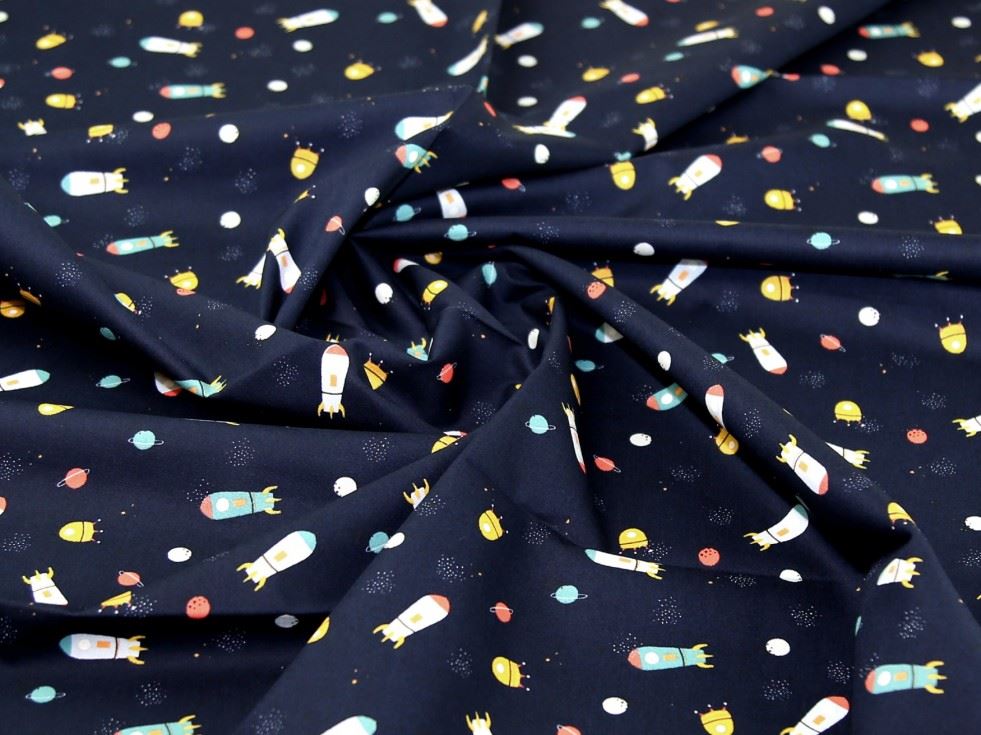 John Louden Navy 100% Cotton Poplin Fabric