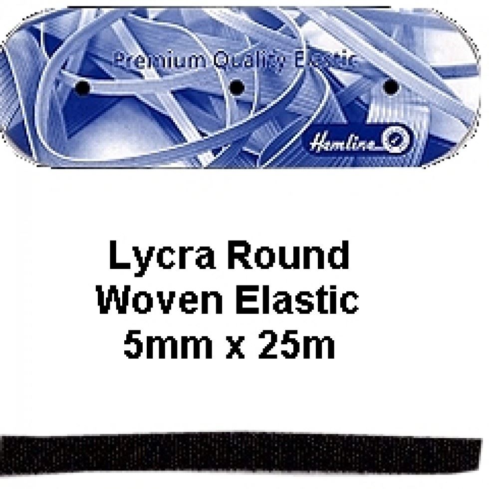 Hemline Round Woven Elastic Black