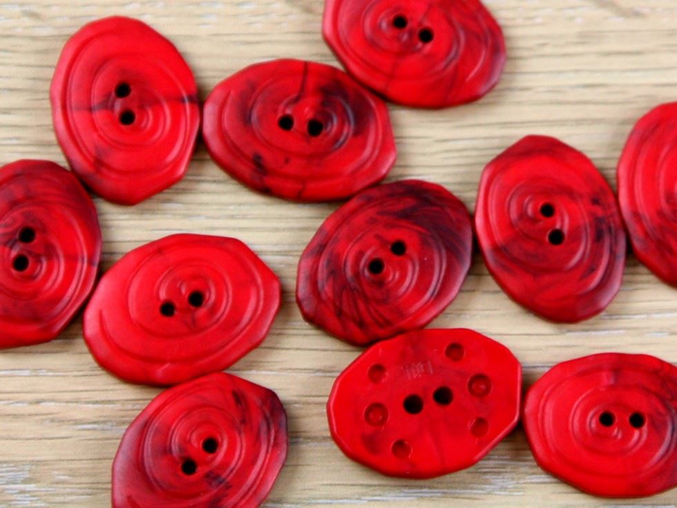 Dill Red Irregular Buttons (Value Pack)
