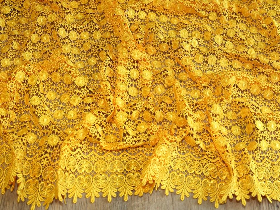 Yellow Deadstock Heavy Guipure Lace Fabric
