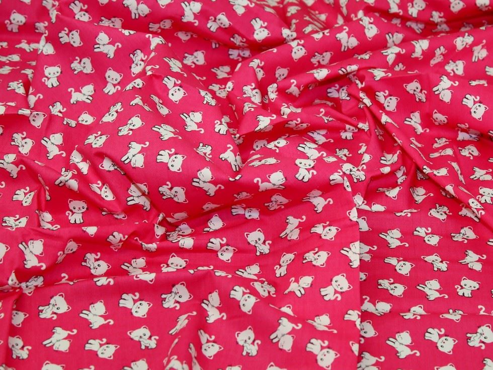 Deadstock 100% Cotton Poplin Fabric Bright Pink
 