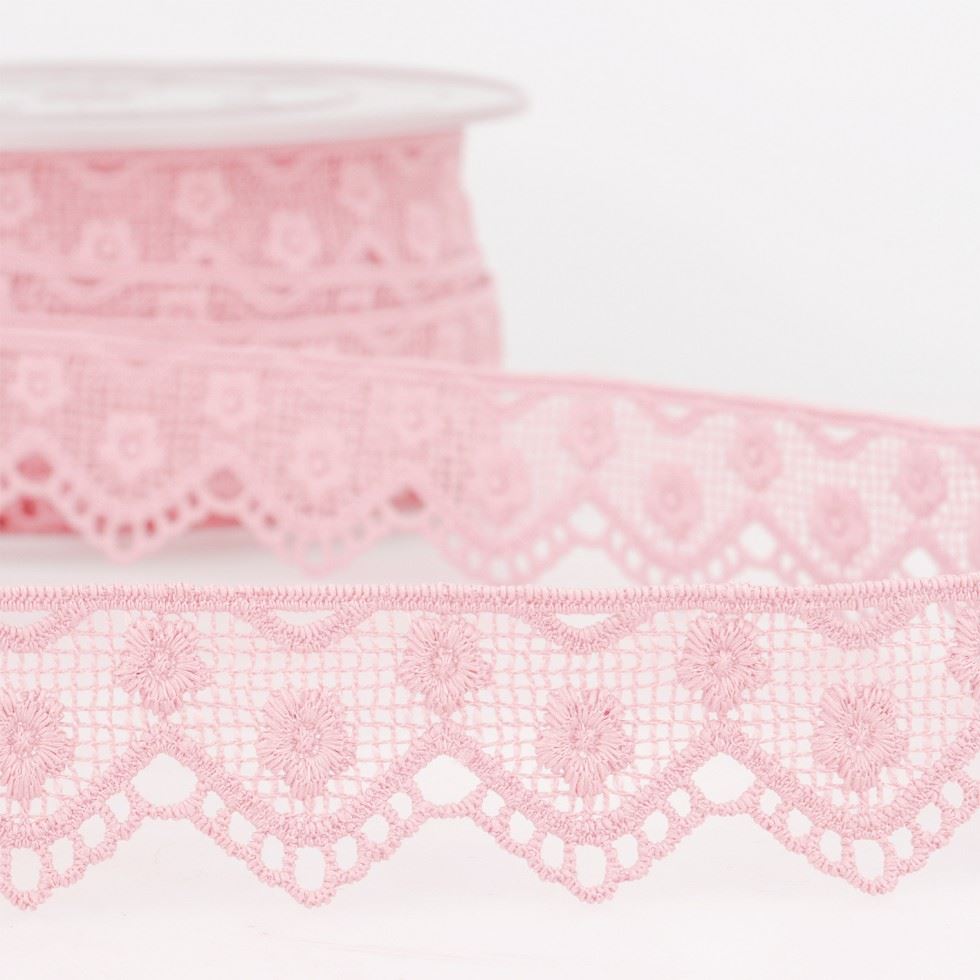Stephanoise Guipure Lace Trim Pink