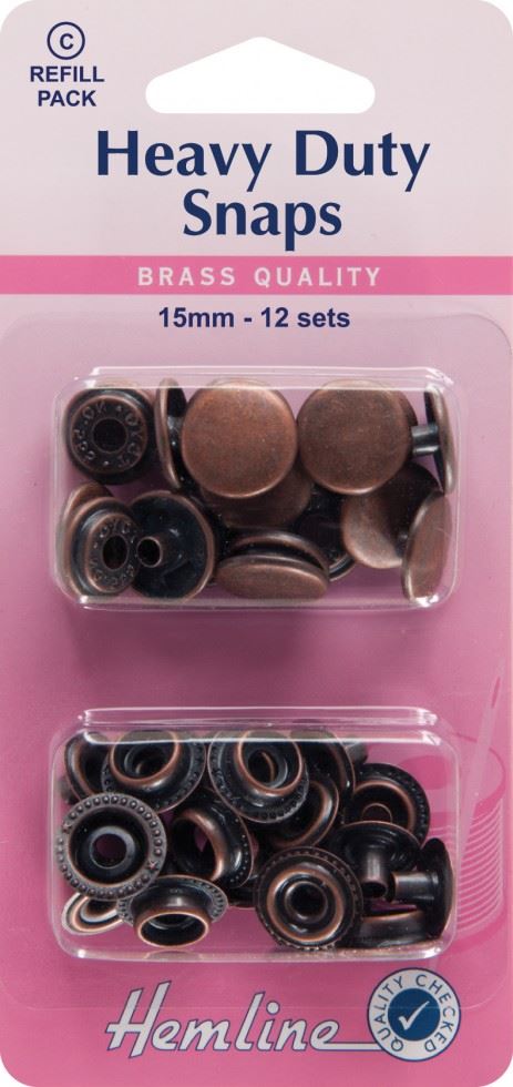 Hemline Bronze Heavy Duty Metal Snaps Refill