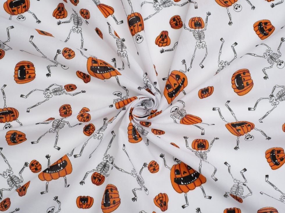 White Printed Polycotton Fabric