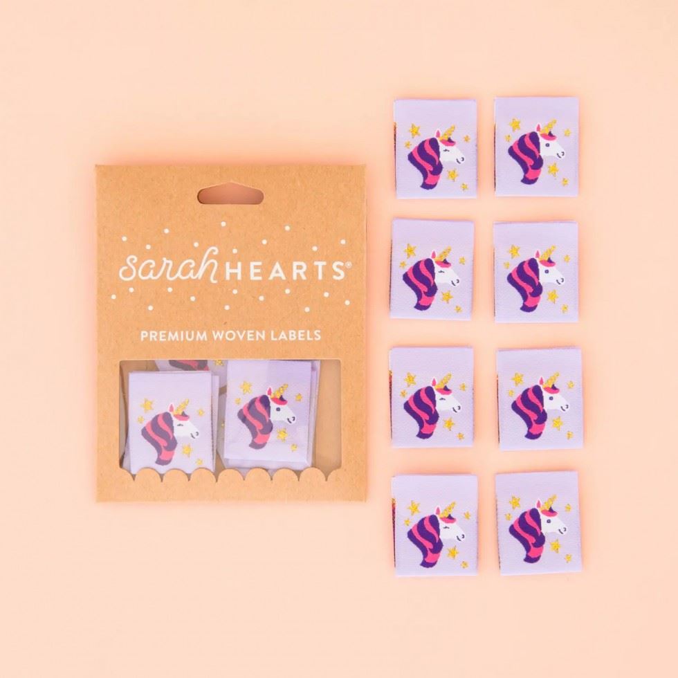 Sarah Hearts Unicorn Woven Labels
 