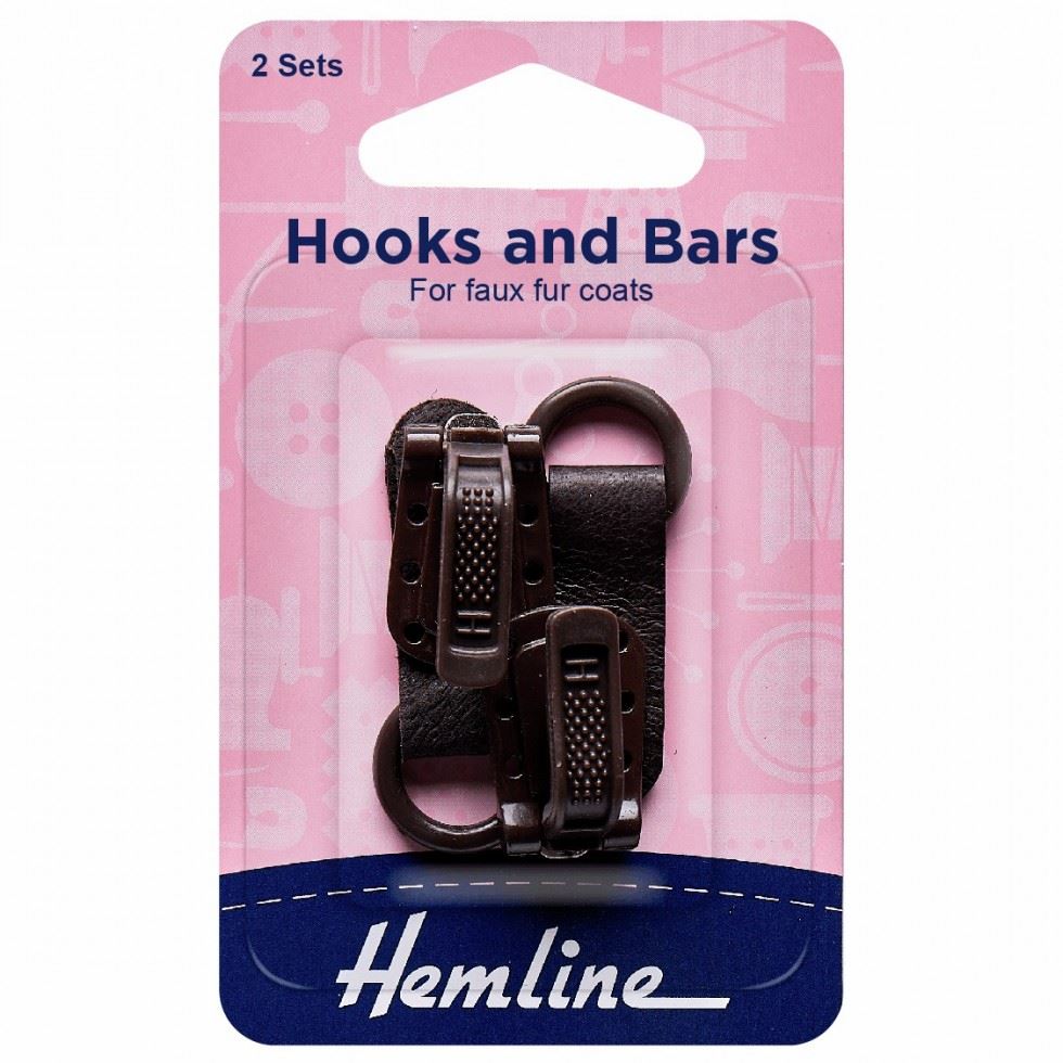Hemline Dark Brown Coat Hook And Bar Fasteners
