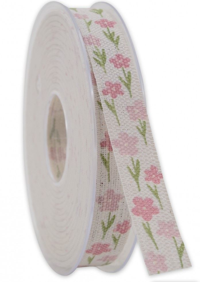Light Pink Flower Print Ribbon (Value Roll)