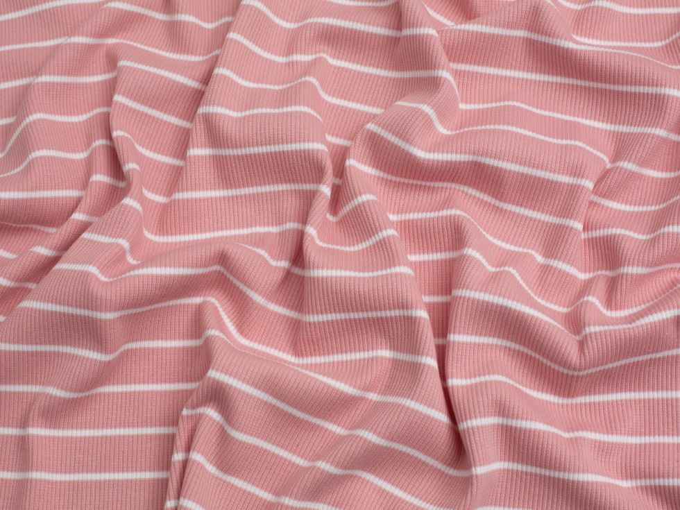 Yarn Dyed Heavy Cotton Rib Stretch Knit Fabric Rose Pink
