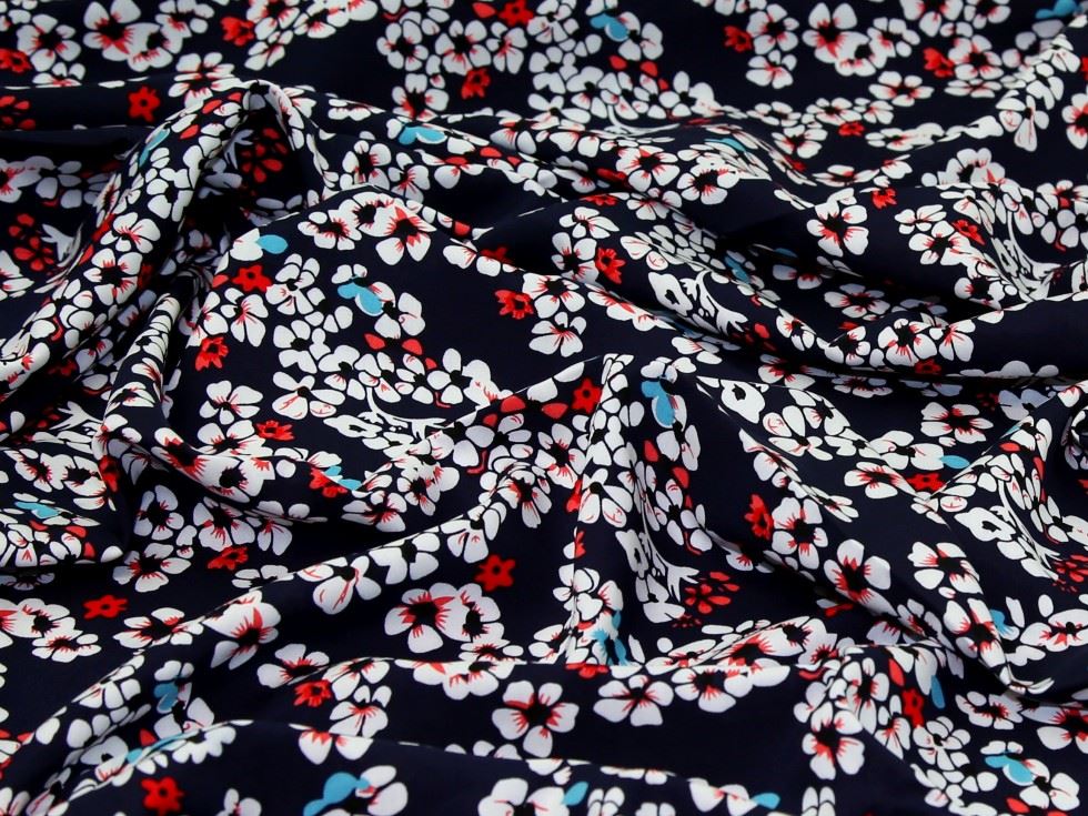 Navy Deadstock Viscose Challis Fabric