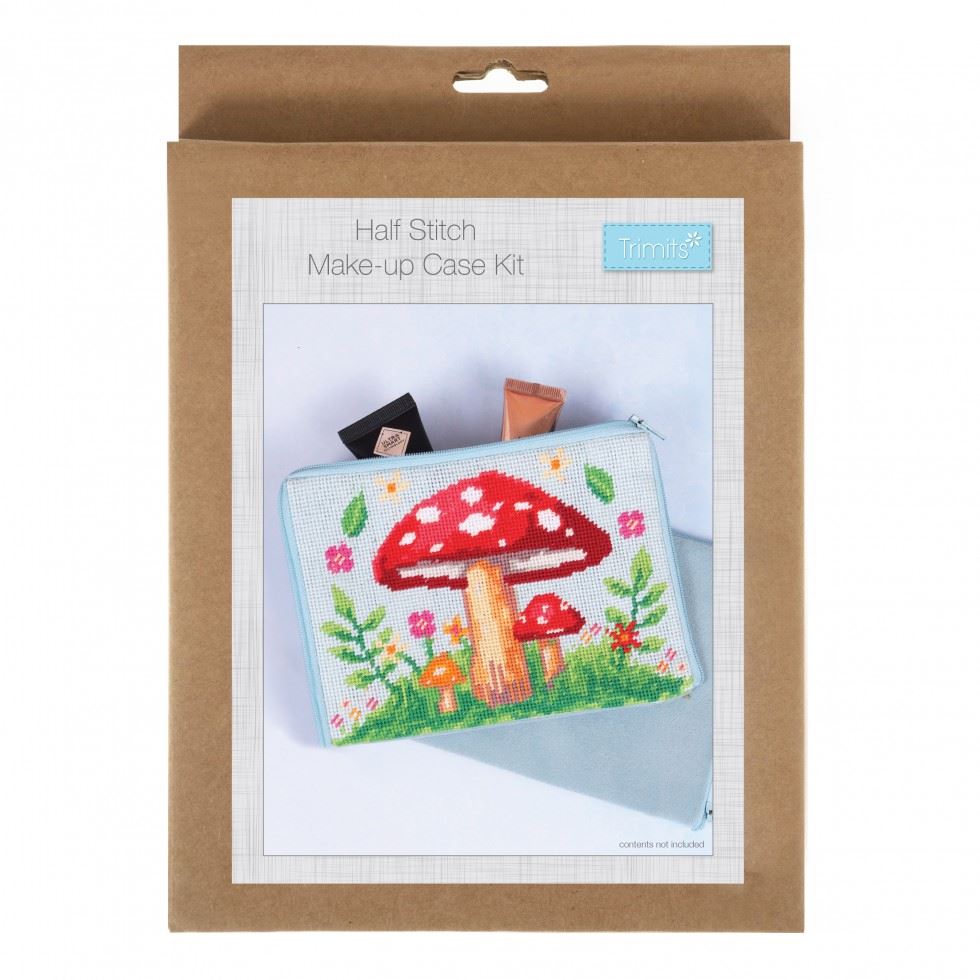 Trimits Tapestry Kit Stitch Your Own Make Up Pouch Case Toadstool