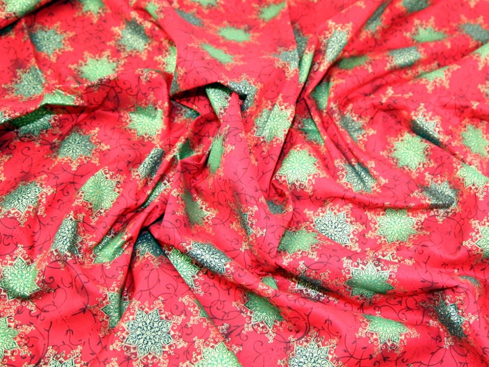 Deadstock Metallic 100% Cotton Fabric Red