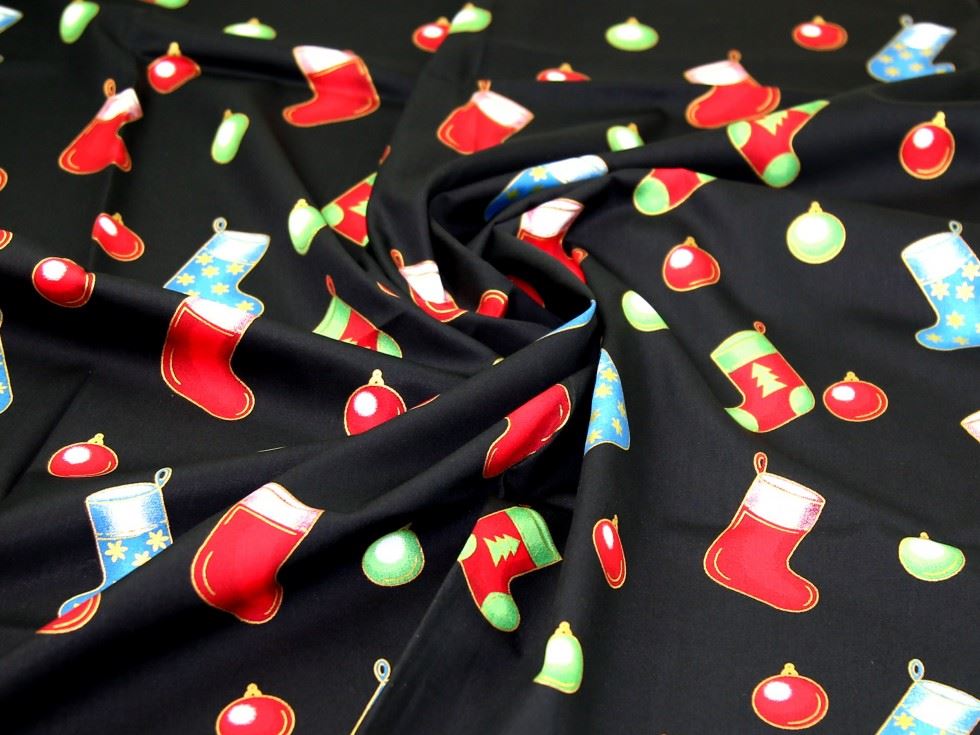Metallic 100% Cotton Poplin Fabric Black
 