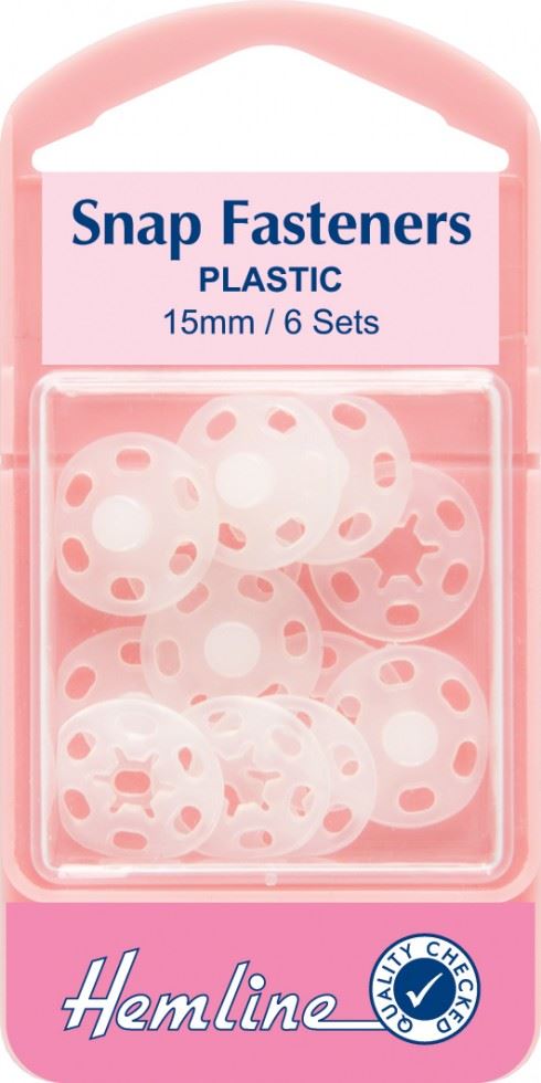 Hemline Clear/White Sew On Plastic Press Snap Fasteners