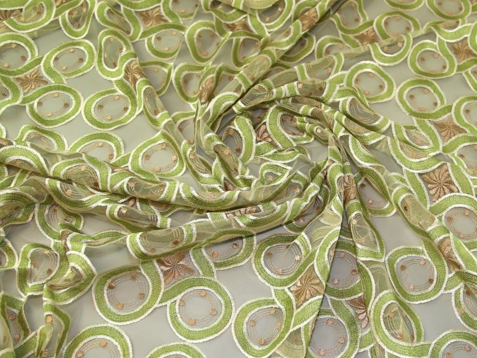 Pistachio Deadstock Embroidered Lace Fabric