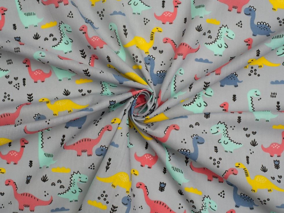 Grey Printed Polycotton Fabric