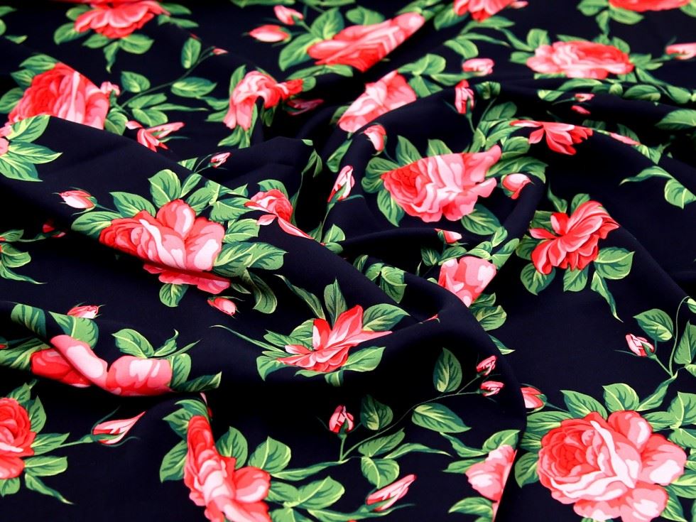 Navy Deadstock Viscose Challis Fabric