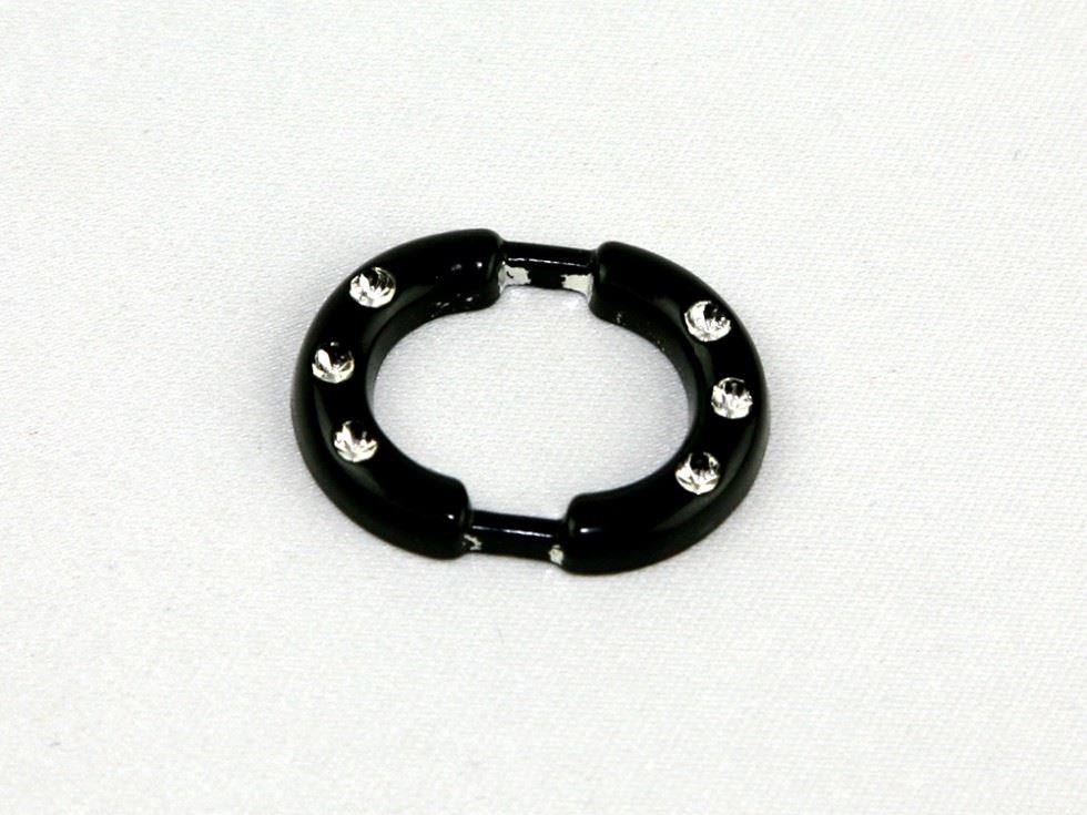 Round Diamante Buckle Black & Silver