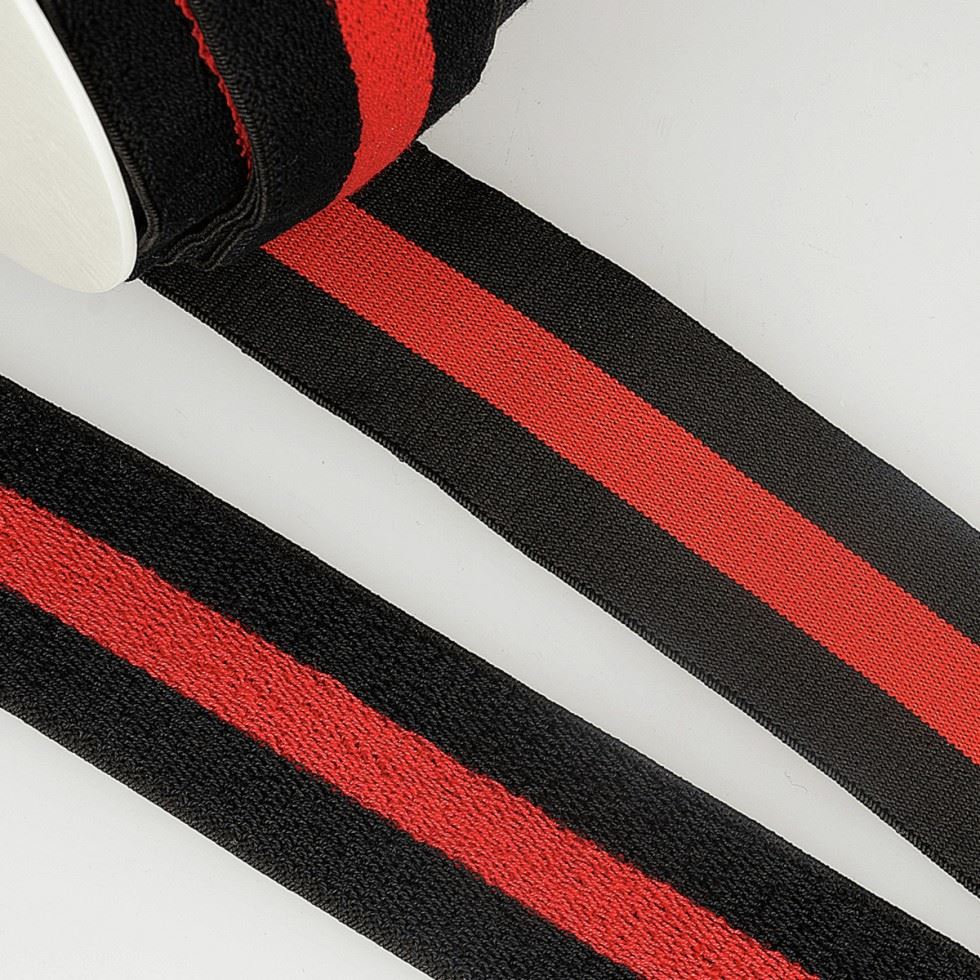 Stephanoise Reversible Towelling Stripe Elastic Black & Red
 