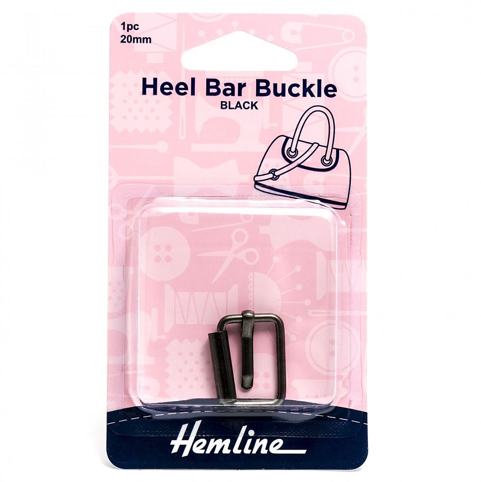 Hemline Nickel Black Heel Bar Buckle