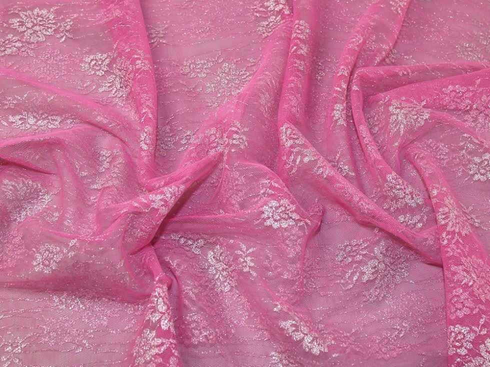 Pink Deadstock Metallic Lace Fabric