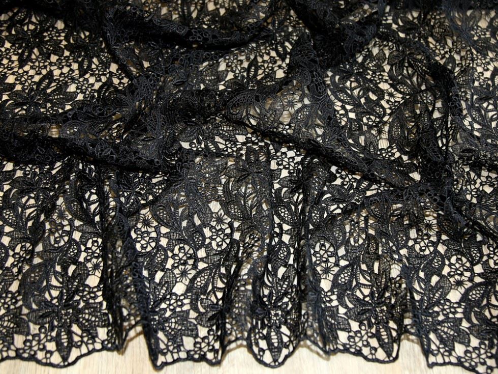 Black Deadstock Heavy Guipure Lace Fabric