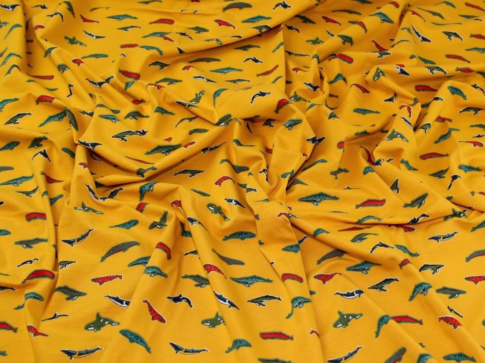 John Louden Ochre Cotton Jersey Stretch Knit Fabric
