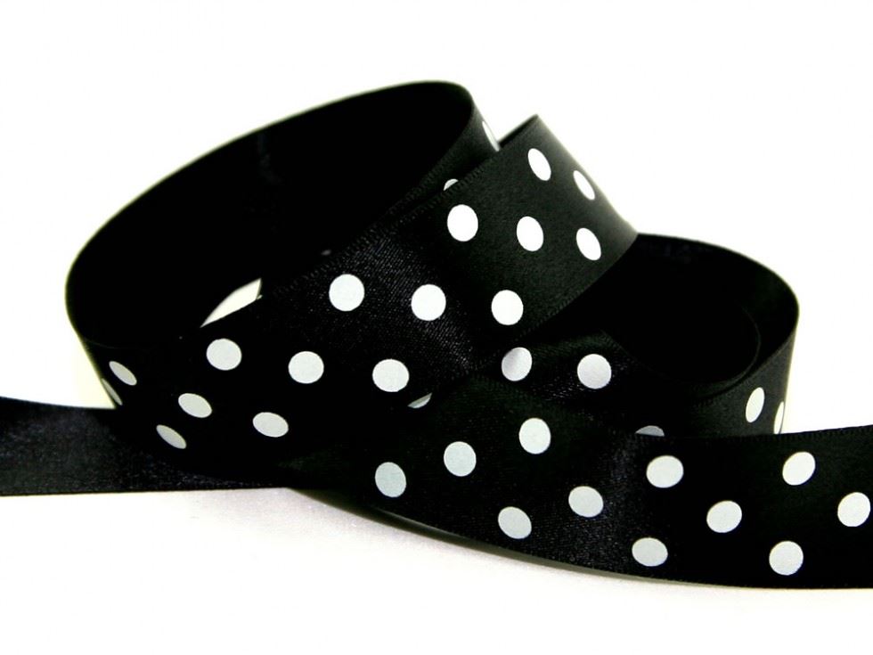Berisfords 10 Black Polka Dot Ribbon (Value Roll)