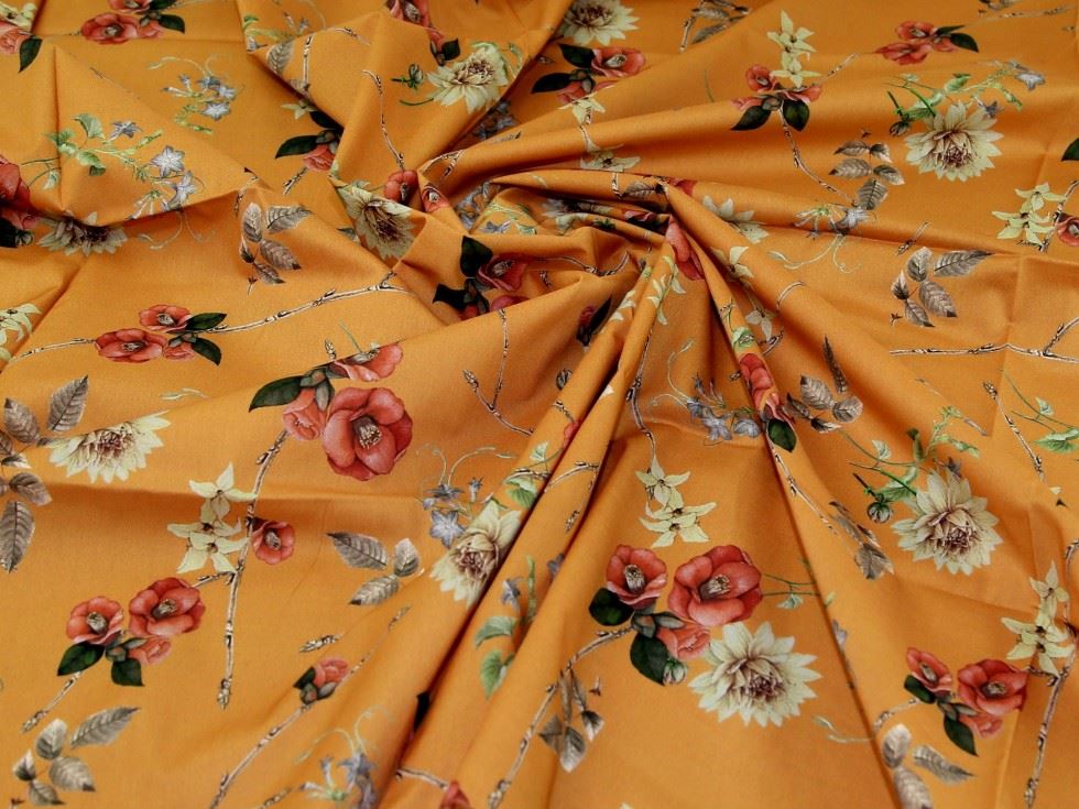 Ochre Deadstock Cotton Lawn Fabric