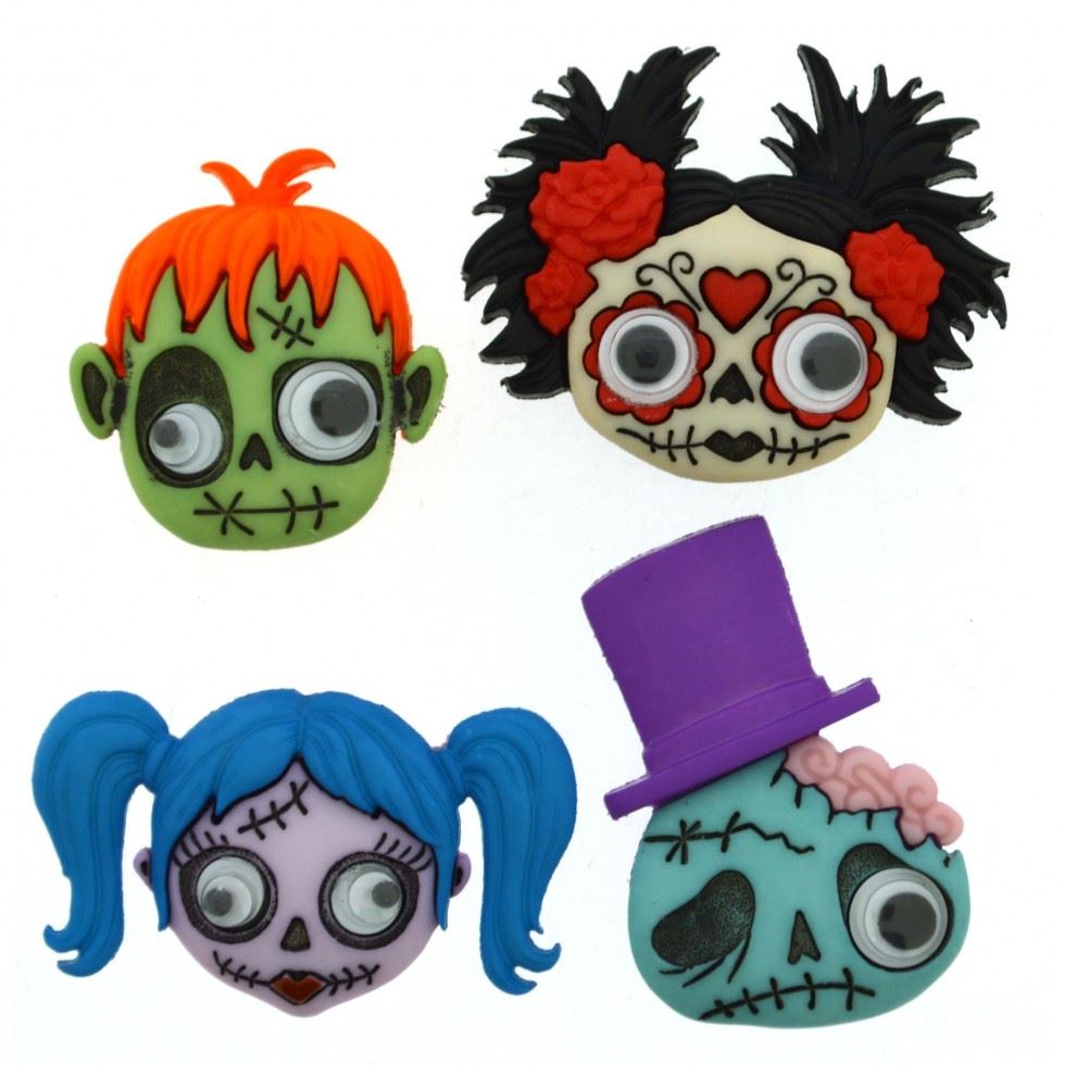 Dress It Up Zany Zombies Buttons