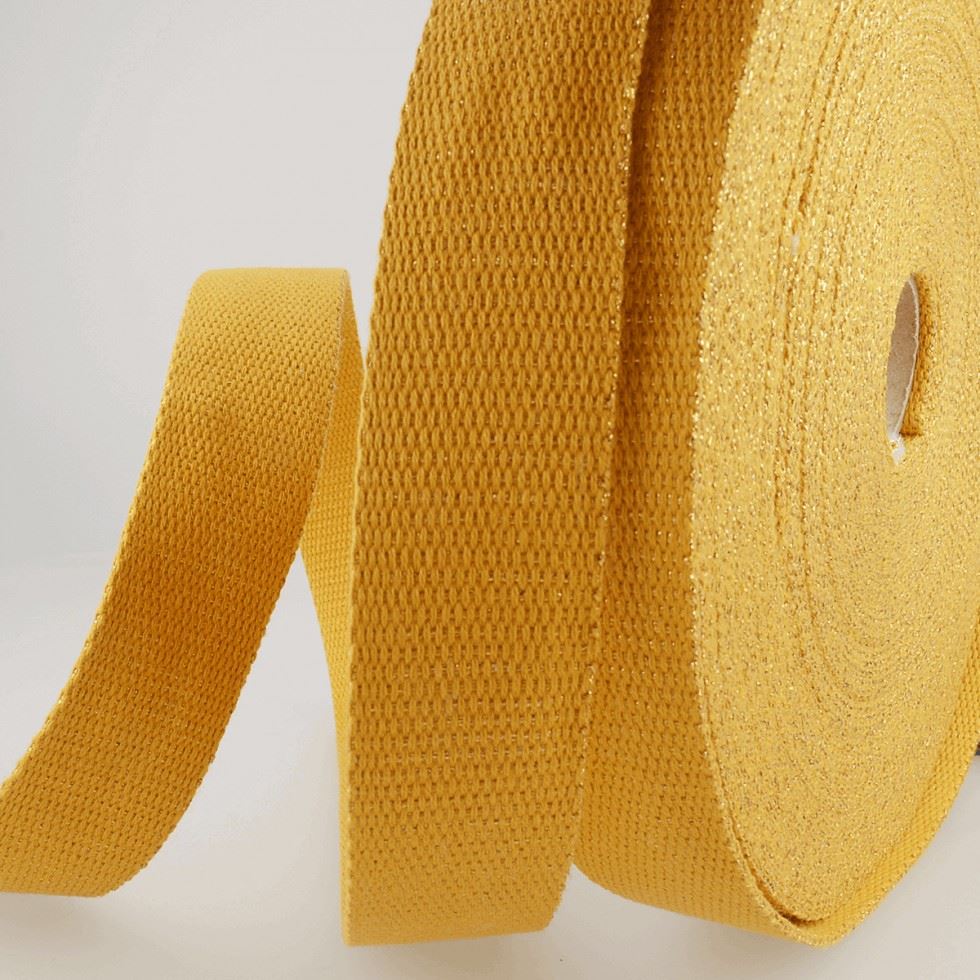 Stephanoise Metallic Sparkle Webbing Tape Mustard
 