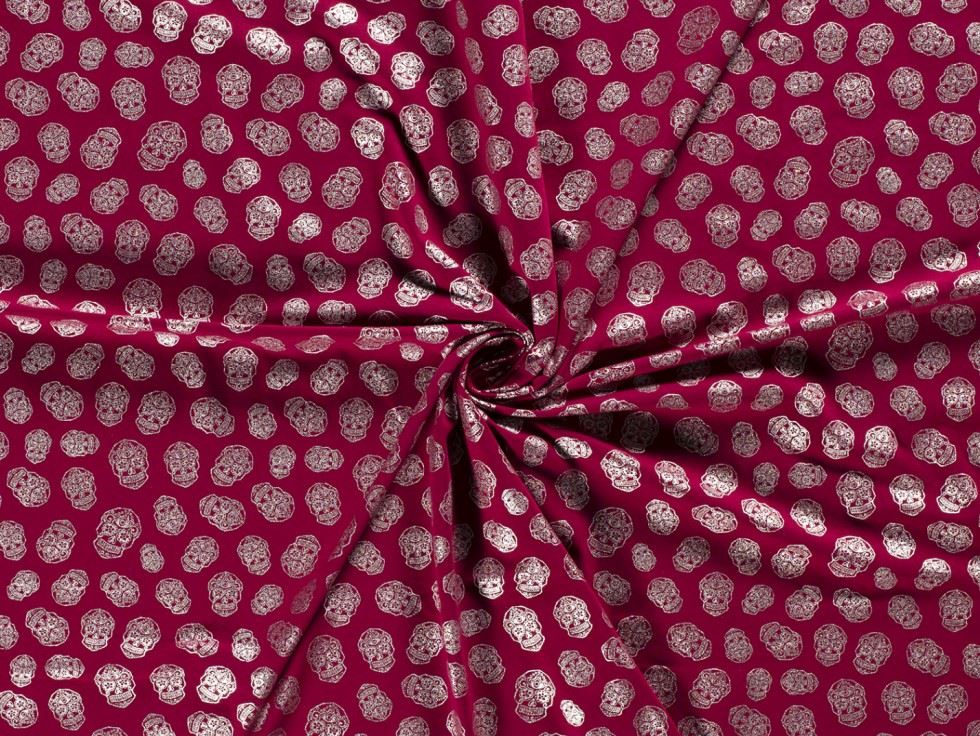 Metallic Cotton Jersey Stretch Knit Fabric Bordeaux
